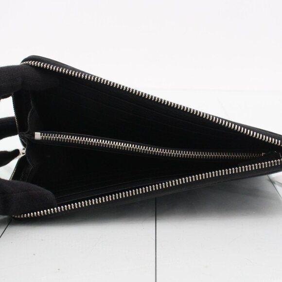 🖤 Gucci Black Grained Leather Zip Around Wallet Clutch - Picture 6 of 9